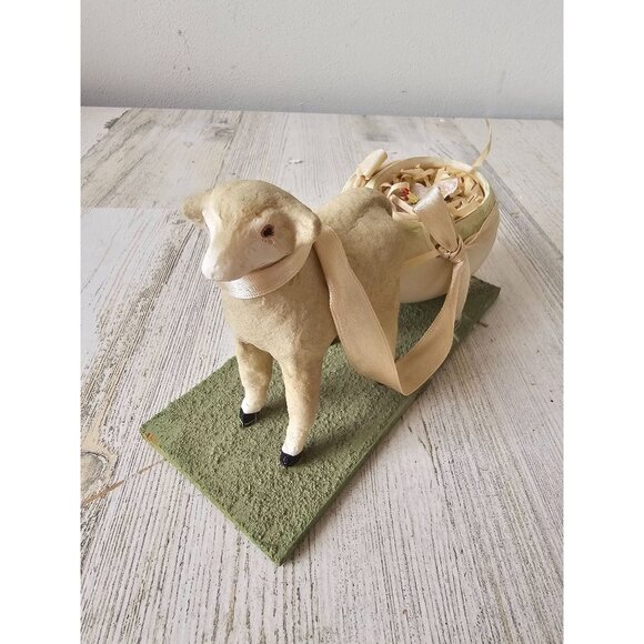 Antique? Vintage lamb egg carriage cart Easter spring decor figurine - Picture 2 of 8
